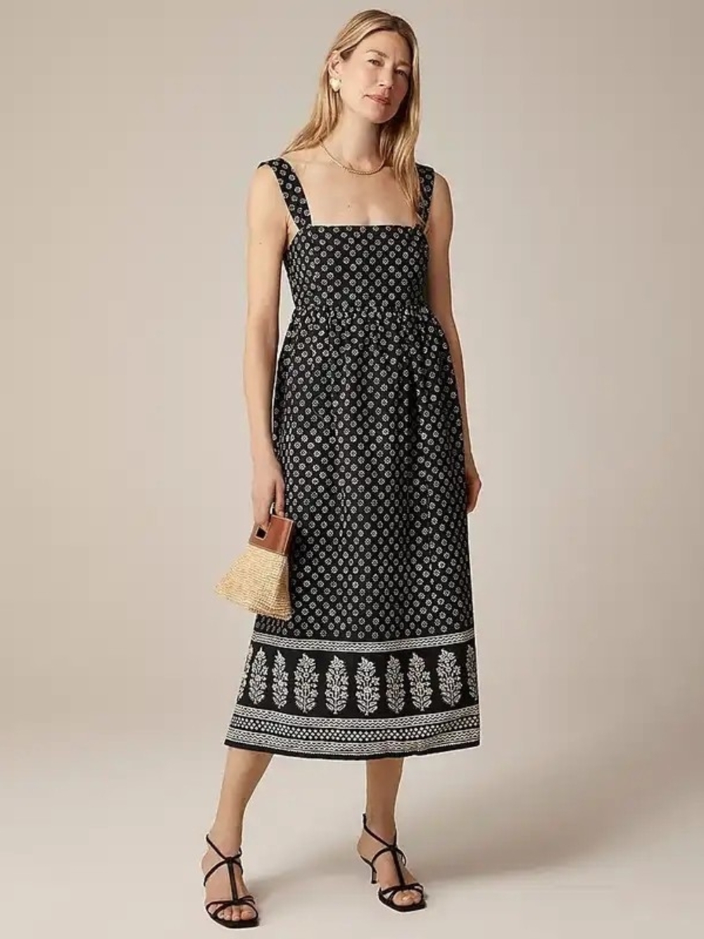 J. Crew Squareneck midi dress in block print - Size 8